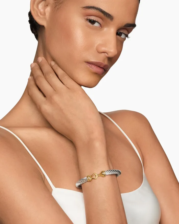 Buckle Classic Cable Bracelet In Sterling Silver With 14K Yellow Gold 7mm Women David Yurman Bangle Buckle Classic Cable Bracelet In Sterling Silver With 14K Yellow Gold 7mm Women David Yurman Bangle