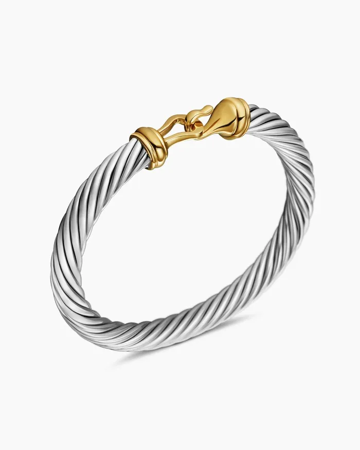 Buckle Classic Cable Bracelet In Sterling Silver With 14K Yellow Gold 7mm Women David Yurman Bangle Buckle Classic Cable Bracelet In Sterling Silver With 14K Yellow Gold 7mm Women David Yurman Bangle