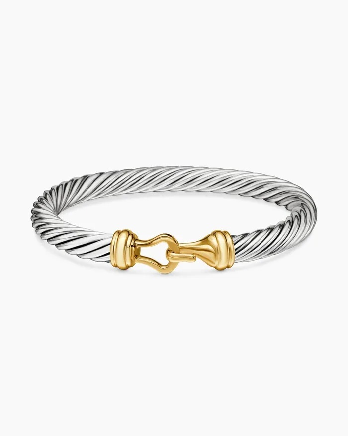 Buckle Classic Cable Bracelet In Sterling Silver With 14K Yellow Gold 7mm Women David Yurman Bangle Buckle Classic Cable Bracelet In Sterling Silver With 14K Yellow Gold 7mm Women David Yurman Bangle
