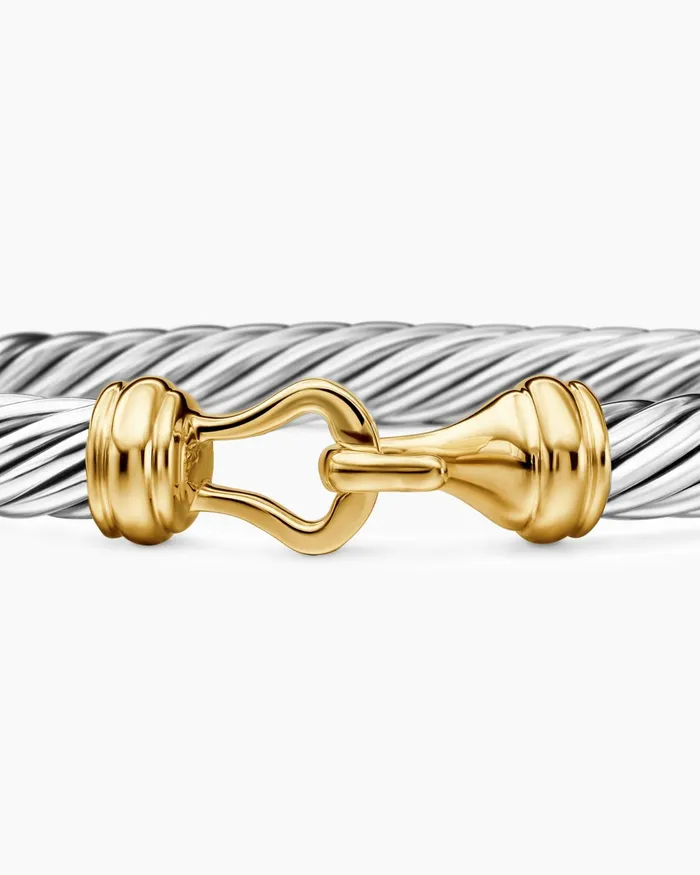 Buckle Classic Cable Bracelet In Sterling Silver With 14K Yellow Gold 7mm Women David Yurman Bangle Buckle Classic Cable Bracelet In Sterling Silver With 14K Yellow Gold 7mm Women David Yurman Bangle