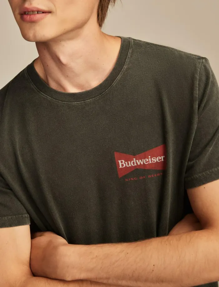 Budweiser Advert Jet Black Men Lucky Brand Graphic Tees