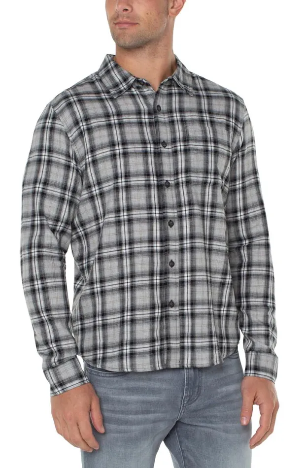BUTTON DOWNS Men Liverpool Los Angeles WOVEN BUTTON UP SHIRT Cedar Brown Black Multi