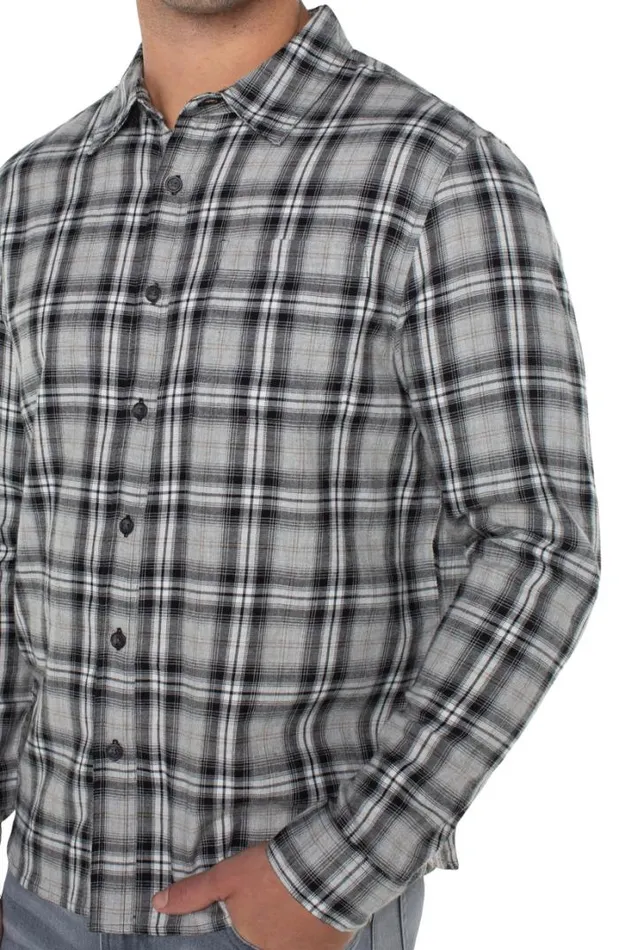 BUTTON DOWNS Men Liverpool Los Angeles WOVEN BUTTON UP SHIRT Cedar Brown Black Multi