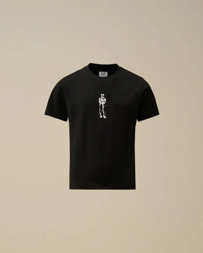 CP Company Clothing 48 U16 Cotton Jersey 301 British Sailor Logo TShirt Black 8211 Kids