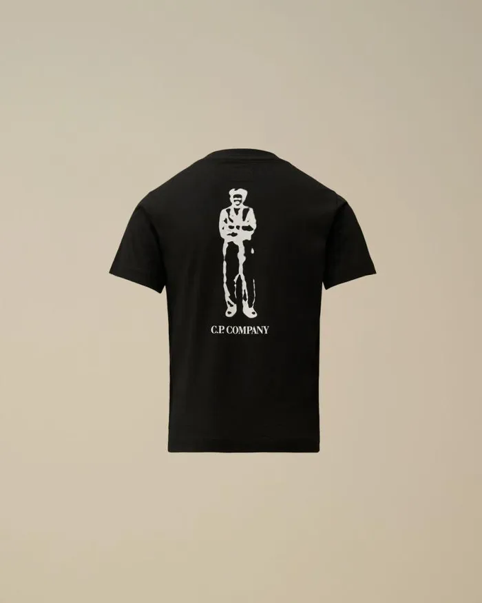 CP Company Clothing 48 U16 Cotton Jersey 301 British Sailor Logo TShirt Black 8211 Kids
