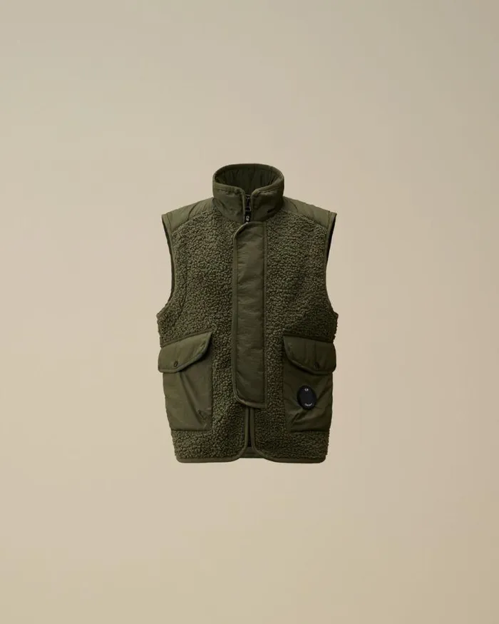 CP Company Clothing 48 U16 Polar Shell Zipped Lens Vest Grape Leaf Green 8211 Kids