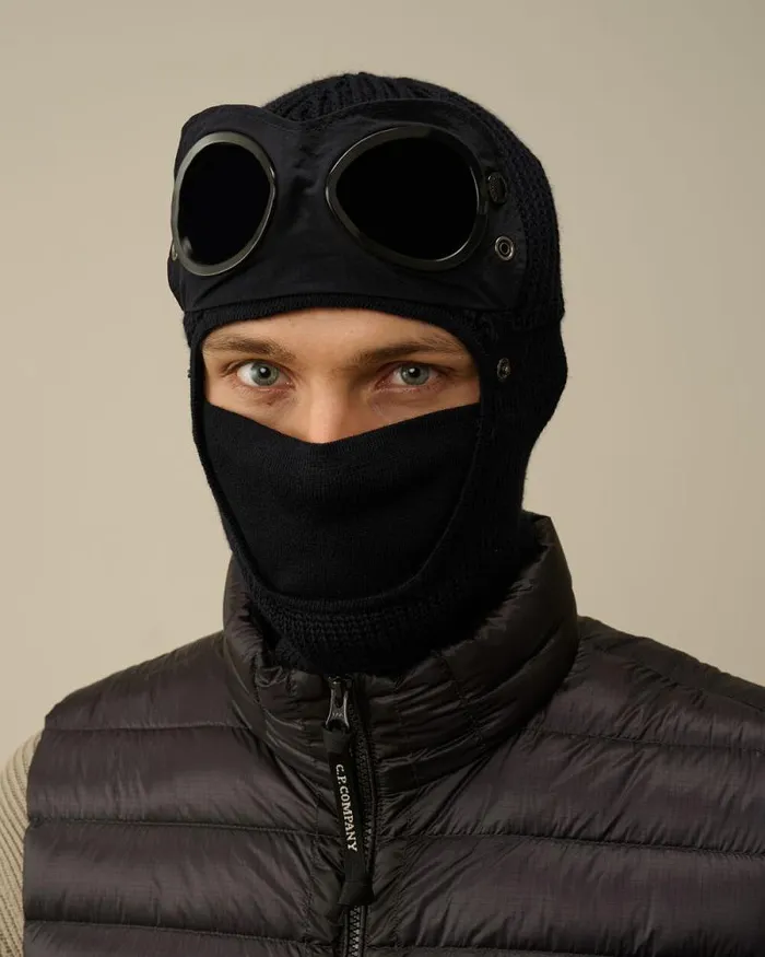 CP Company Hats Extra Fine Merino Wool Goggle Balaclava Total Eclipse Blue 8211 Man