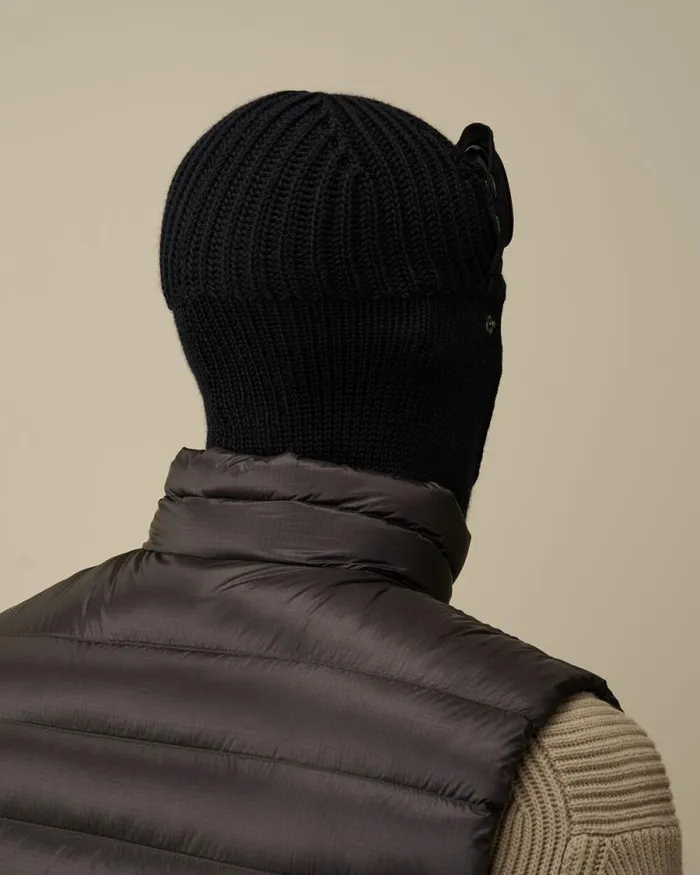 CP Company Hats Extra Fine Merino Wool Goggle Balaclava Total Eclipse Blue 8211 Man