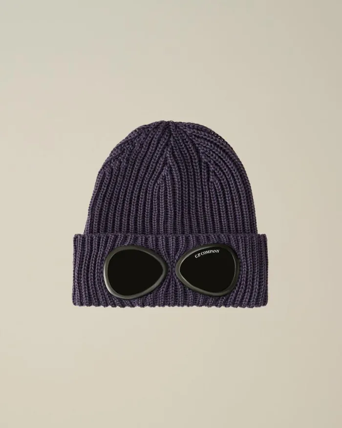 CP Company Hats Extra Fine Merino Wool Goggle Beanie Nightshade Purple 8211 Man CP Company Hats Extra Fine Merino Wool Goggle Beanie Nightshade Purple 8211 Man