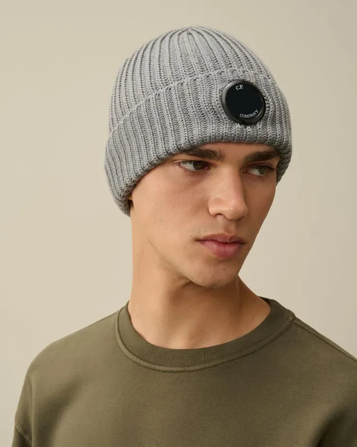 CP Company Hats Extra Fine Merino Wool Lens Beanie Griffin Grey 8211 Man