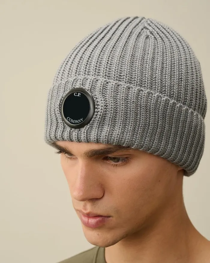CP Company Hats Extra Fine Merino Wool Lens Beanie Griffin Grey 8211 Man