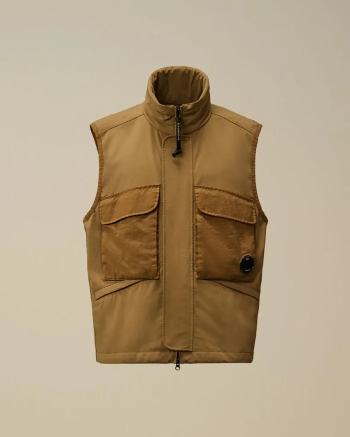 CP Company Jacket and Coats GD Shell Mixed Lens Vest Toffee Beige 8211 Man