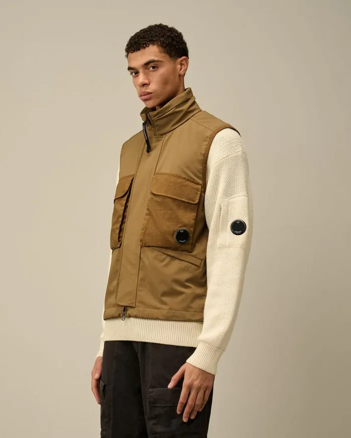 CP Company Jacket and Coats GD Shell Mixed Lens Vest Toffee Beige 8211 Man