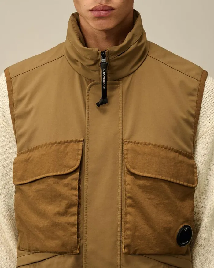CP Company Jacket and Coats GD Shell Mixed Lens Vest Toffee Beige 8211 Man