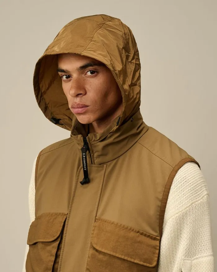 CP Company Jacket and Coats GD Shell Mixed Lens Vest Toffee Beige 8211 Man