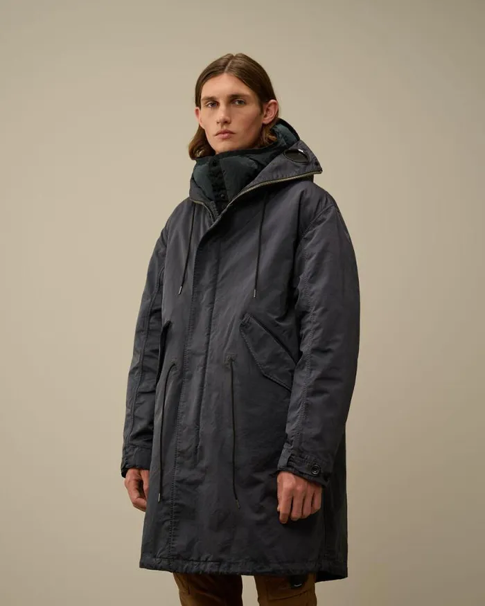 CP Company Jacket and Coats Micro Kei Explorer Parka Black Sand 8211 Man