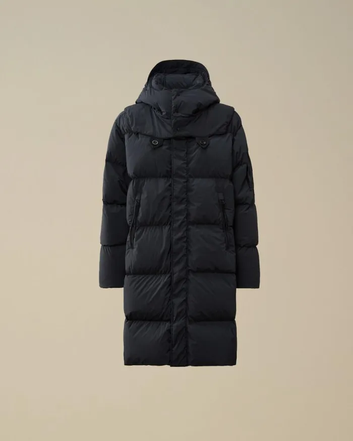 CP Company Jacket and Coats NycraR Buttoned Hood Long Down Jacket Black Sand 8211 Man CP Company Jacket and Coats NycraR Buttoned Hood Long Down Jacket Black Sand 8211 Man