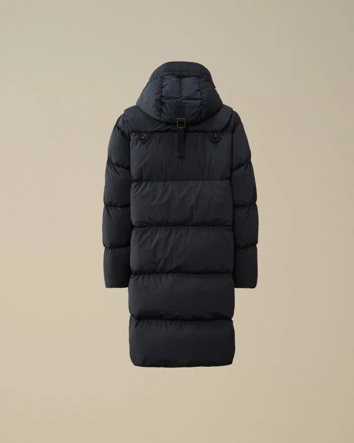 CP Company Jacket and Coats NycraR Buttoned Hood Long Down Jacket Black Sand 8211 Man