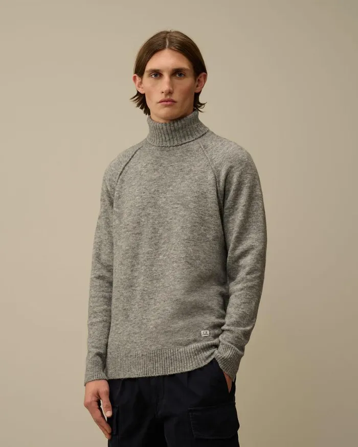 CP Company Jumpers Alpaca Wool Turtleneck Knit Graphite Melange Grey 8211 Man