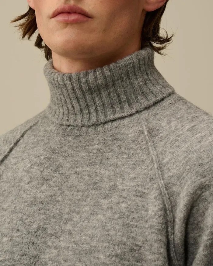 CP Company Jumpers Alpaca Wool Turtleneck Knit Graphite Melange Grey 8211 Man