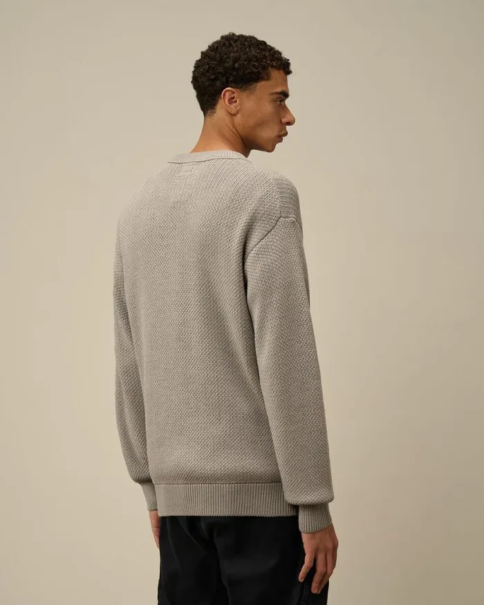 CP Company Jumpers ReWool Lens Crewneck Knit Moon Melange Grey 8211 Man