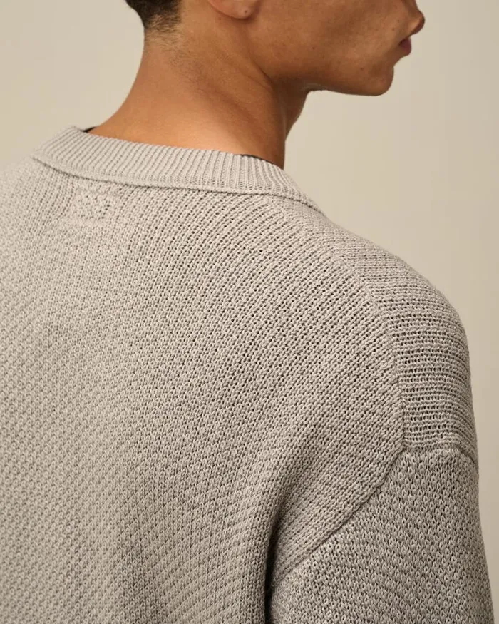 CP Company Jumpers ReWool Lens Crewneck Knit Moon Melange Grey 8211 Man