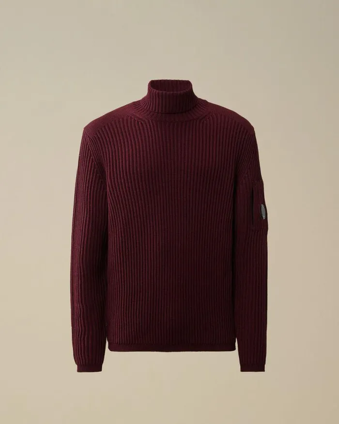 CP Company Jumpers ReWool Turtleneck Knit Potent Purple 8211 Man