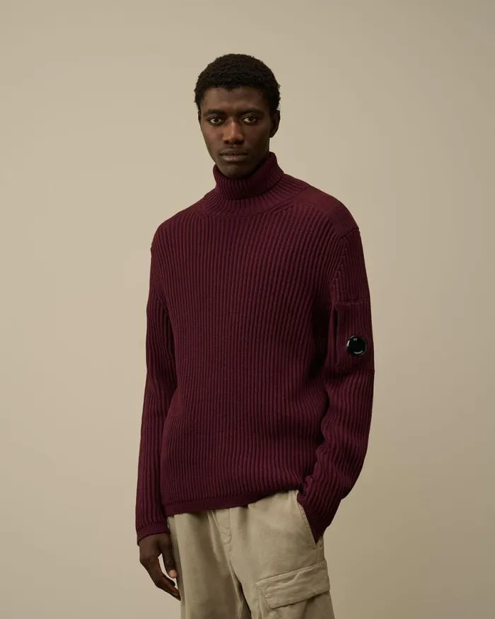 CP Company Jumpers ReWool Turtleneck Knit Potent Purple 8211 Man