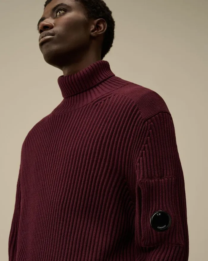 CP Company Jumpers ReWool Turtleneck Knit Potent Purple 8211 Man