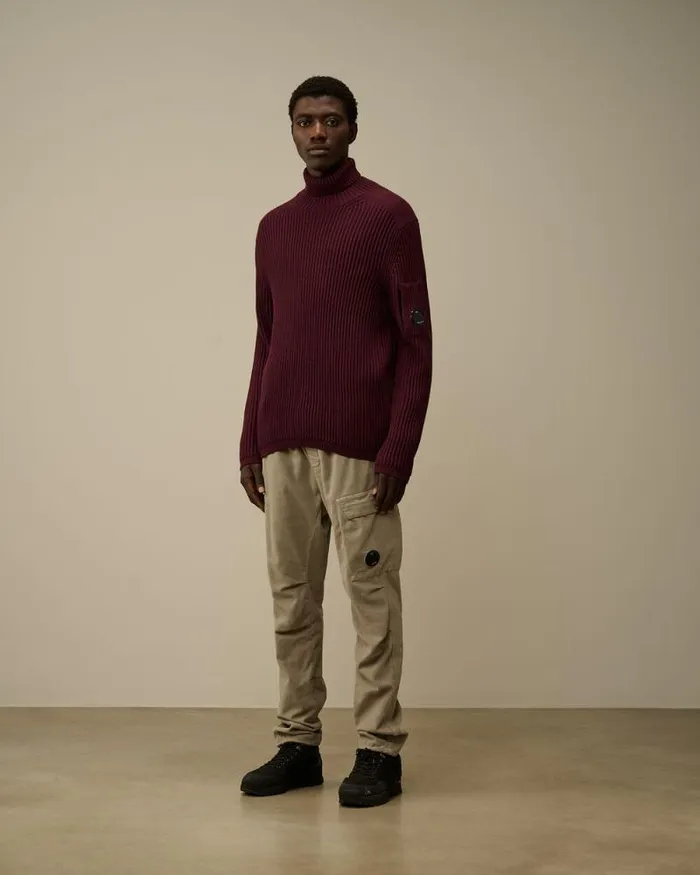 CP Company Jumpers ReWool Turtleneck Knit Potent Purple 8211 Man