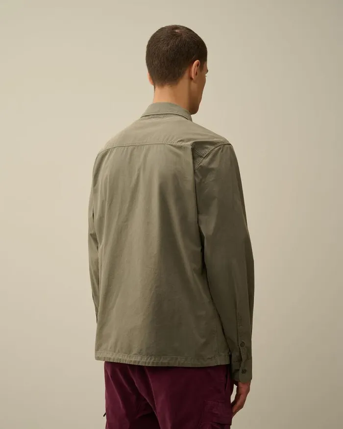 CP Company Overshirt Organic Gabardine Zipped Overshirt Grape Leaf Green 8211 Man