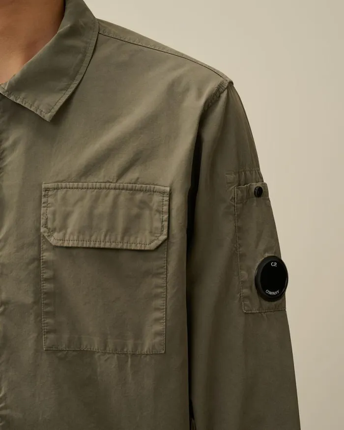 CP Company Overshirt Organic Gabardine Zipped Overshirt Grape Leaf Green 8211 Man