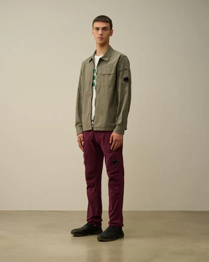 CP Company Overshirt Organic Gabardine Zipped Overshirt Grape Leaf Green 8211 Man