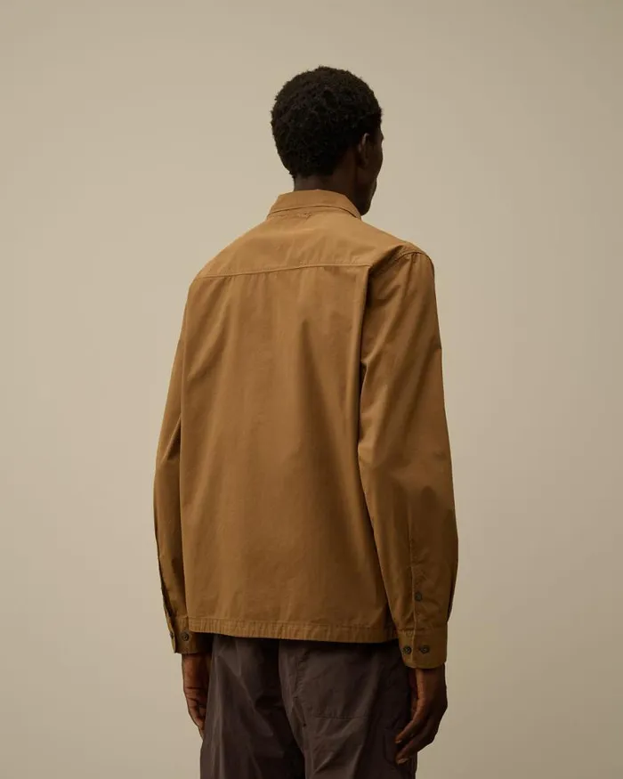 CP Company Overshirt Organic Gabardine Zipped Overshirt Toffee Beige 8211 Man