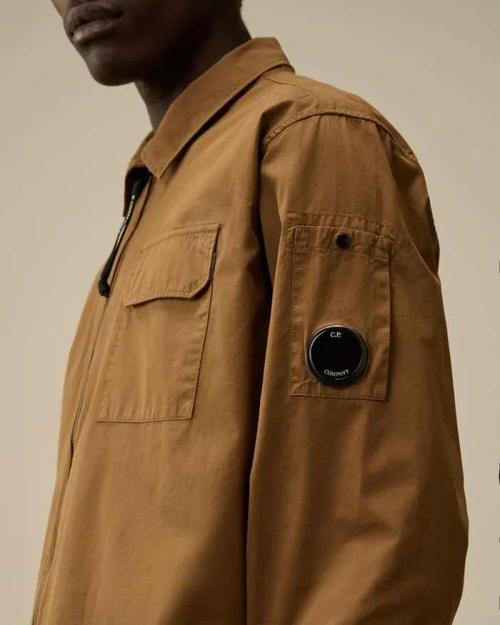 CP Company Overshirt Organic Gabardine Zipped Overshirt Toffee Beige 8211 Man