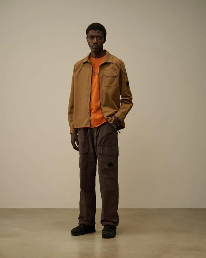CP Company Overshirt Organic Gabardine Zipped Overshirt Toffee Beige 8211 Man