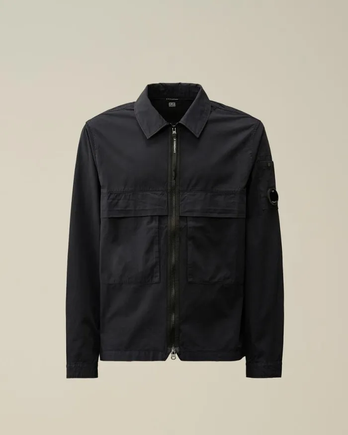 CP Company Overshirt Organic Gabardine Zipped Utility Overshirt Total Eclipse Blue 8211 Man CP Company Overshirt Organic Gabardine Zipped Utility Overshirt Total Eclipse Blue 8211 Man