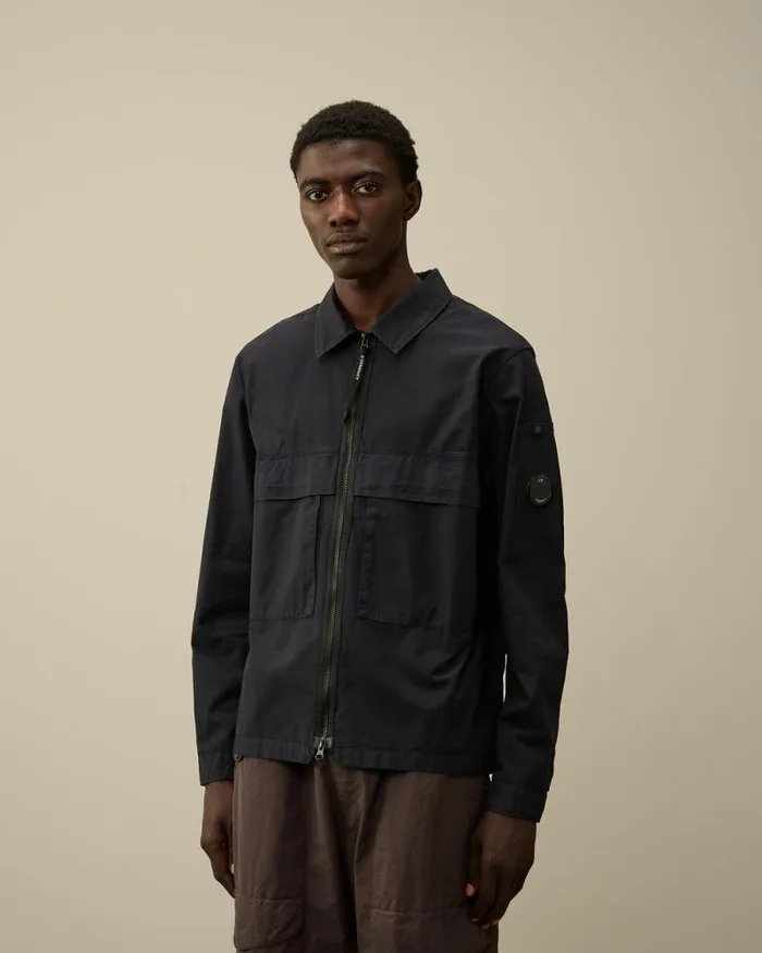 CP Company Overshirt Organic Gabardine Zipped Utility Overshirt Total Eclipse Blue 8211 Man