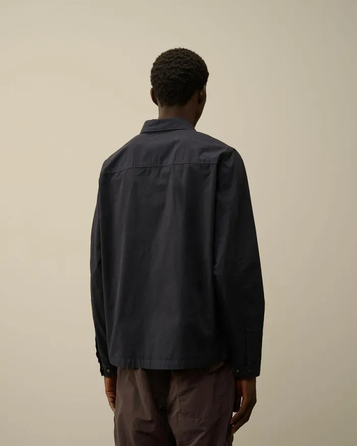 CP Company Overshirt Organic Gabardine Zipped Utility Overshirt Total Eclipse Blue 8211 Man