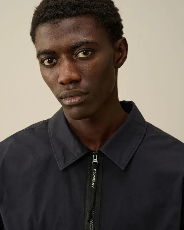 CP Company Overshirt Organic Gabardine Zipped Utility Overshirt Total Eclipse Blue 8211 Man
