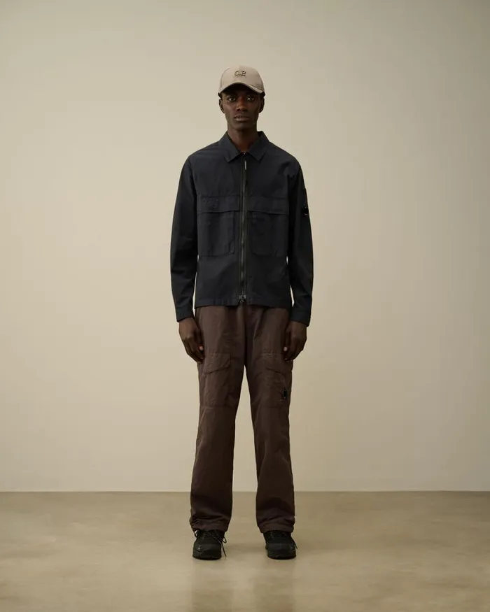 CP Company Overshirt Organic Gabardine Zipped Utility Overshirt Total Eclipse Blue 8211 Man