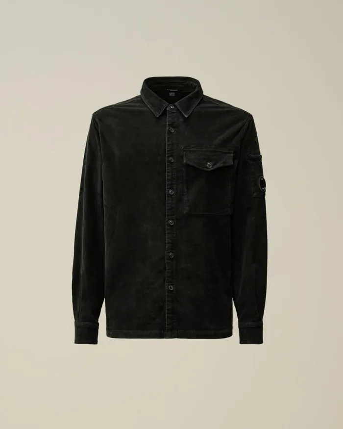 CP Company Shirt Corduroy Lens Buttoned Shirt Black 8211 Man