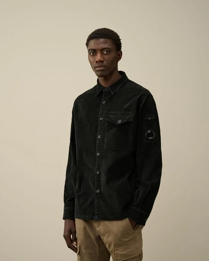 CP Company Shirt Corduroy Lens Buttoned Shirt Black 8211 Man