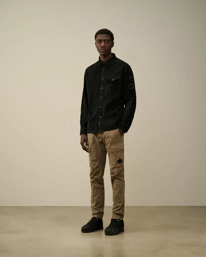 CP Company Shirt Corduroy Lens Buttoned Shirt Black 8211 Man
