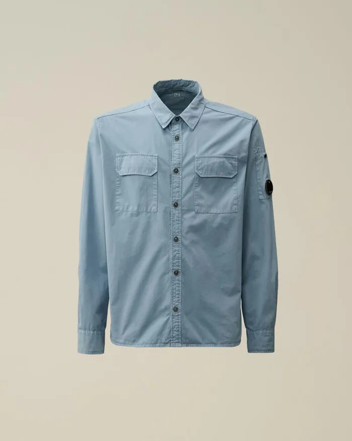 CP Company Shirt Organic Gabardine Buttoned Lens Shirt Flint Stone Blue 8211 Man CP Company Shirt Organic Gabardine Buttoned Lens Shirt Flint Stone Blue 8211 Man