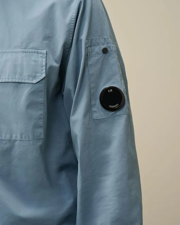 CP Company Shirt Organic Gabardine Buttoned Lens Shirt Flint Stone Blue 8211 Man