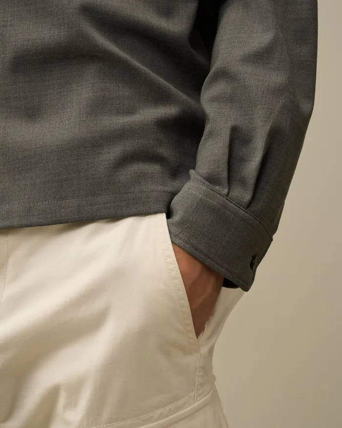CP Company Shirt Wool Gabardine Shirt Anthracite Melange Grey 8211 Man