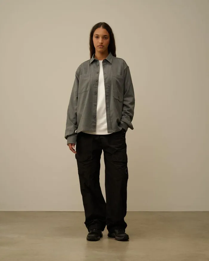 CP Company Shirt Wool Gabardine Shirt Anthracite Melange Grey 8211 Man