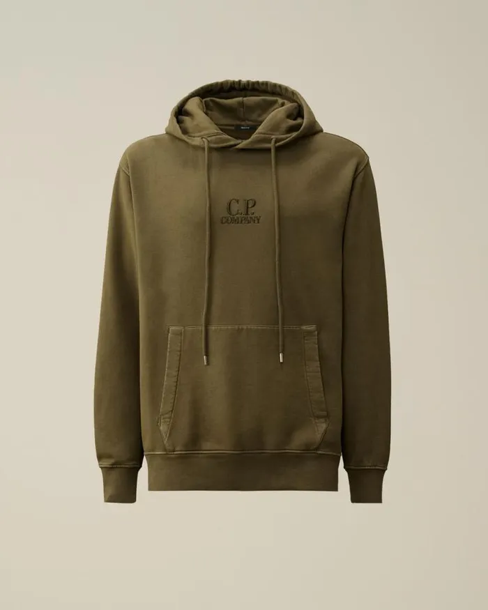 CP Company Sweatshirts Brushed And Emerized Diagonal Fleece Logo Hooded Sweatshirt Grape Leaf Green 8211 Man CP Company Sweatshirts Brushed And Emerized Diagonal Fleece Logo Hooded Sweatshirt Grape Leaf Green 8211 Man
