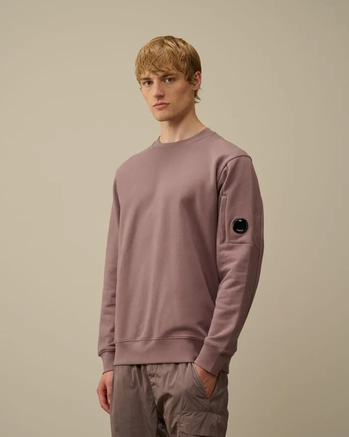 CP Company Sweatshirts Diagonal Raised Fleece Crew Neck Lens Sweatshirt Purple Dove 8211 Man